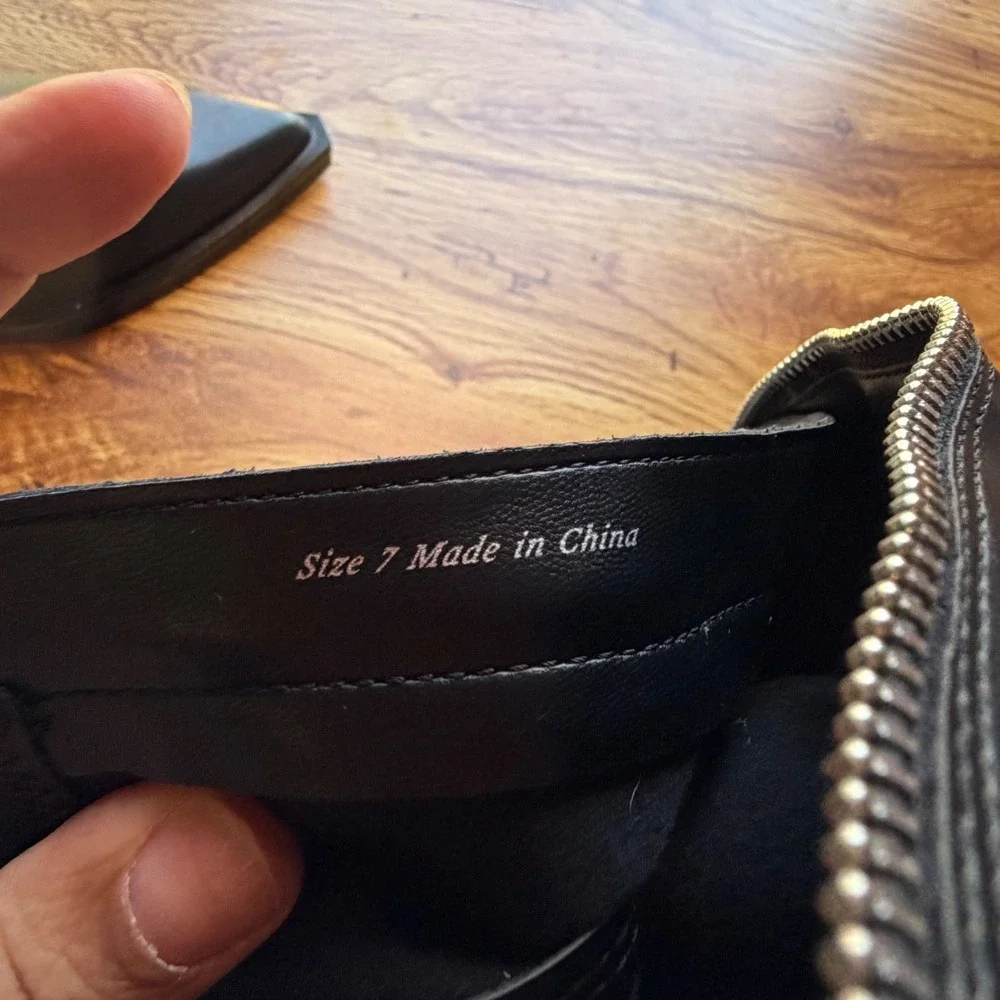 Dolce Vita Black Rutger Leather Pointed Toe Block Heel Booties Sz 7 NWOTS - Picture 9 of 10